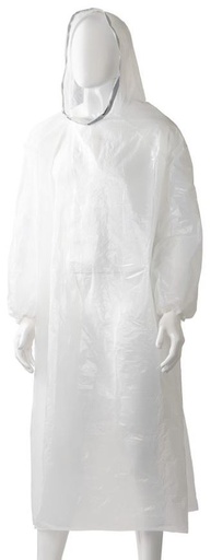 [MPH30420] Polyethylene Hooded Ponchos - White, 800mm x 1300mm x 30mu 96 Ponchos/Box
