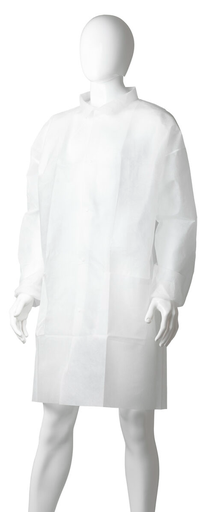 Polypropylene Domed Laboratory Coat - White, S, 45gsm     