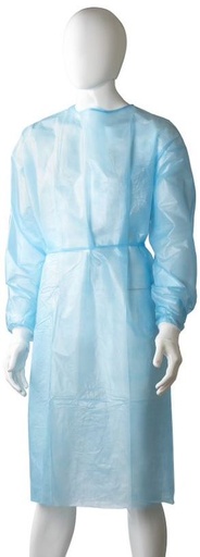 Polypropylene Coated Isolation Gown - Blue, 1200mm x 1400mm, 40gsm *Liquid Proof       