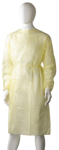 Polypropylene Coated Isolation Gown - Yellow, 1200mm x 1400mm, 40gsm *Liquid Proof          