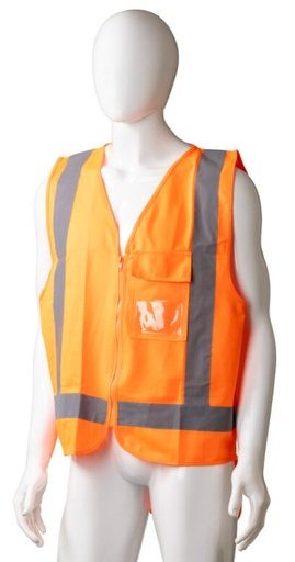 High Visibility Day/Night Safety Vest - Orange, M, 120g Polyester Fabric