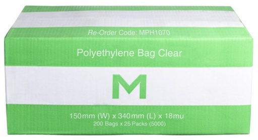 FP Polyethylene Bag w/Flap - Clear, 150mm x 340mm x 18mu