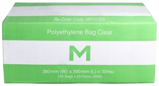 FP Polyethylene Bag w/Flap - Clear, 280mm x 390mm x 30mu