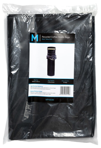 FP Recycled Coffee Waste Bags - Black, 330mm x 925mm x 80mu 25 Bags/Pack  