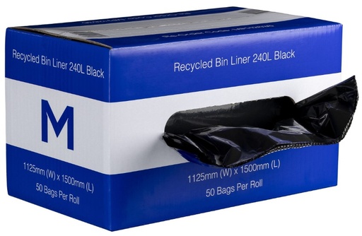 [MPH2636] Bin Liner 240L - Black, 35mu 50 Bags/Dispenser